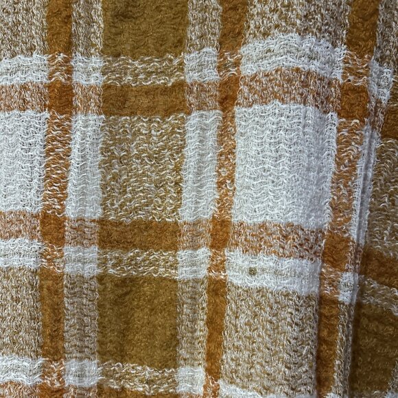 Marilu Orange Italian Linen Top Open Knit Lagenlook Plaid Tunic Shirt XL - Picture 10 of 16